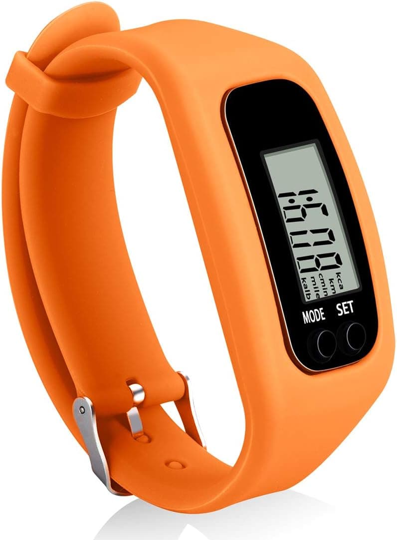 Bomxy Fitness Tracker Watch ,Simply Operation Walking Running Pedometer with Calorie Burning and Steps Counting Easy use Step Tracker(Orange-712xy)