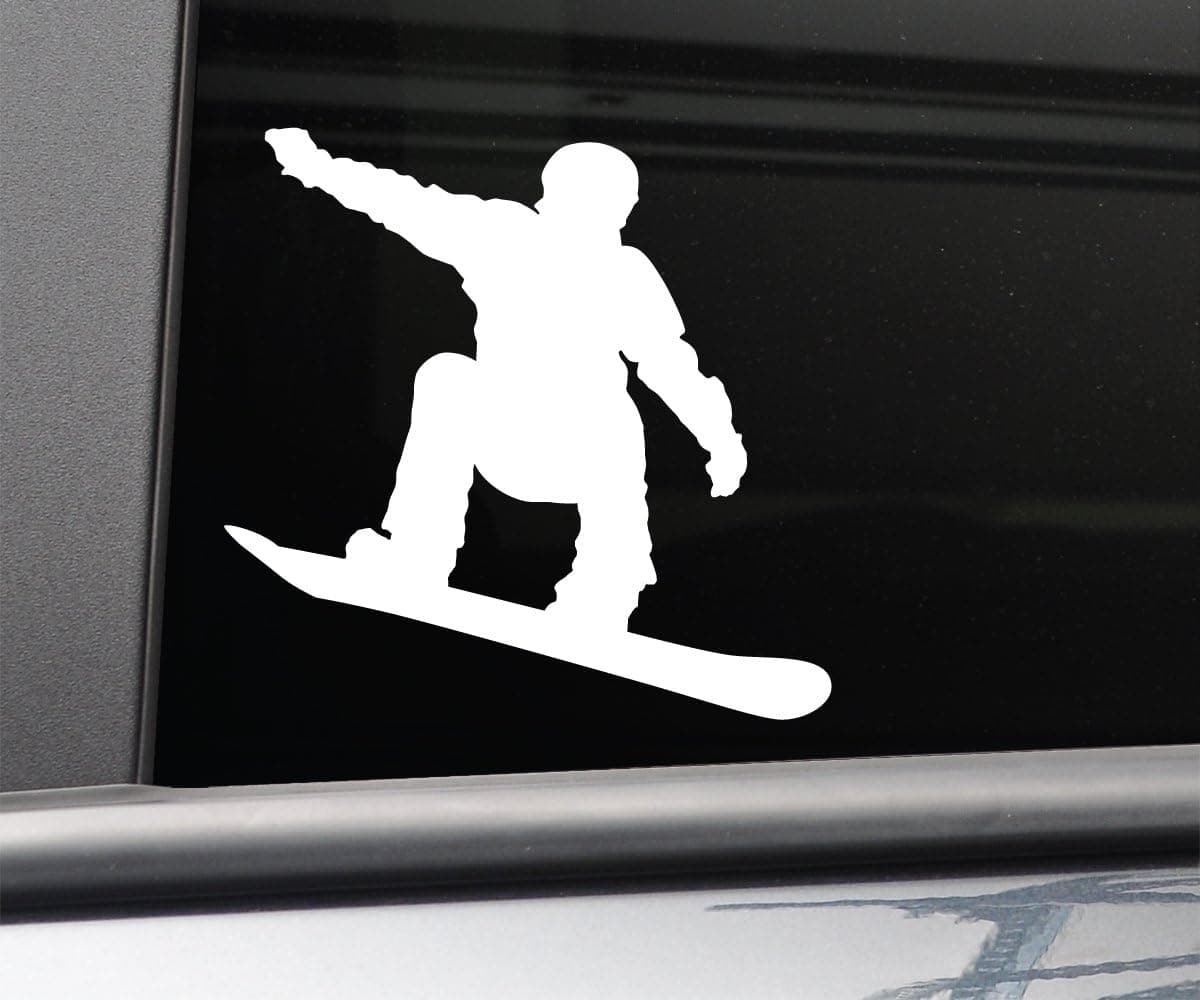Nashville Decals Snowboarding Snowboarder Snowboard Vinyl Decal Laptop Car Truck Bumper Window Sticker, 5.5" x 5.5", White