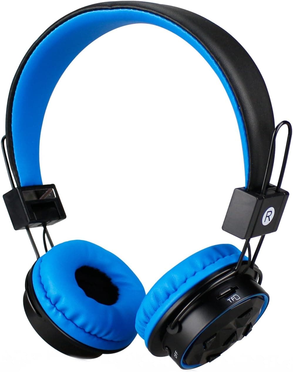 Mokata Foldable Headphones Wireless Bluetooth Headphones Over Ear Built-in Mic SD Card Slot 3.5mm Audio Jack Cable for TV PC Tablet iPhone iPod Cellphone B015 Blue