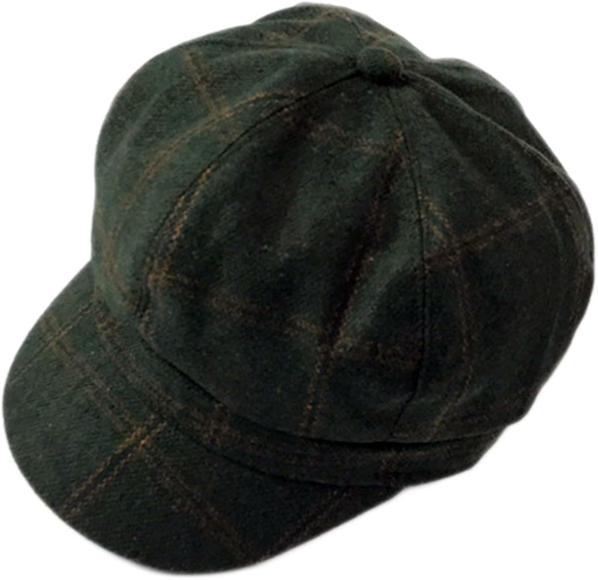 ZLSLZ Womens Woolen Tweed Ivy British Newsboy Cabbie Gatsby Beret Painter Hat Cap