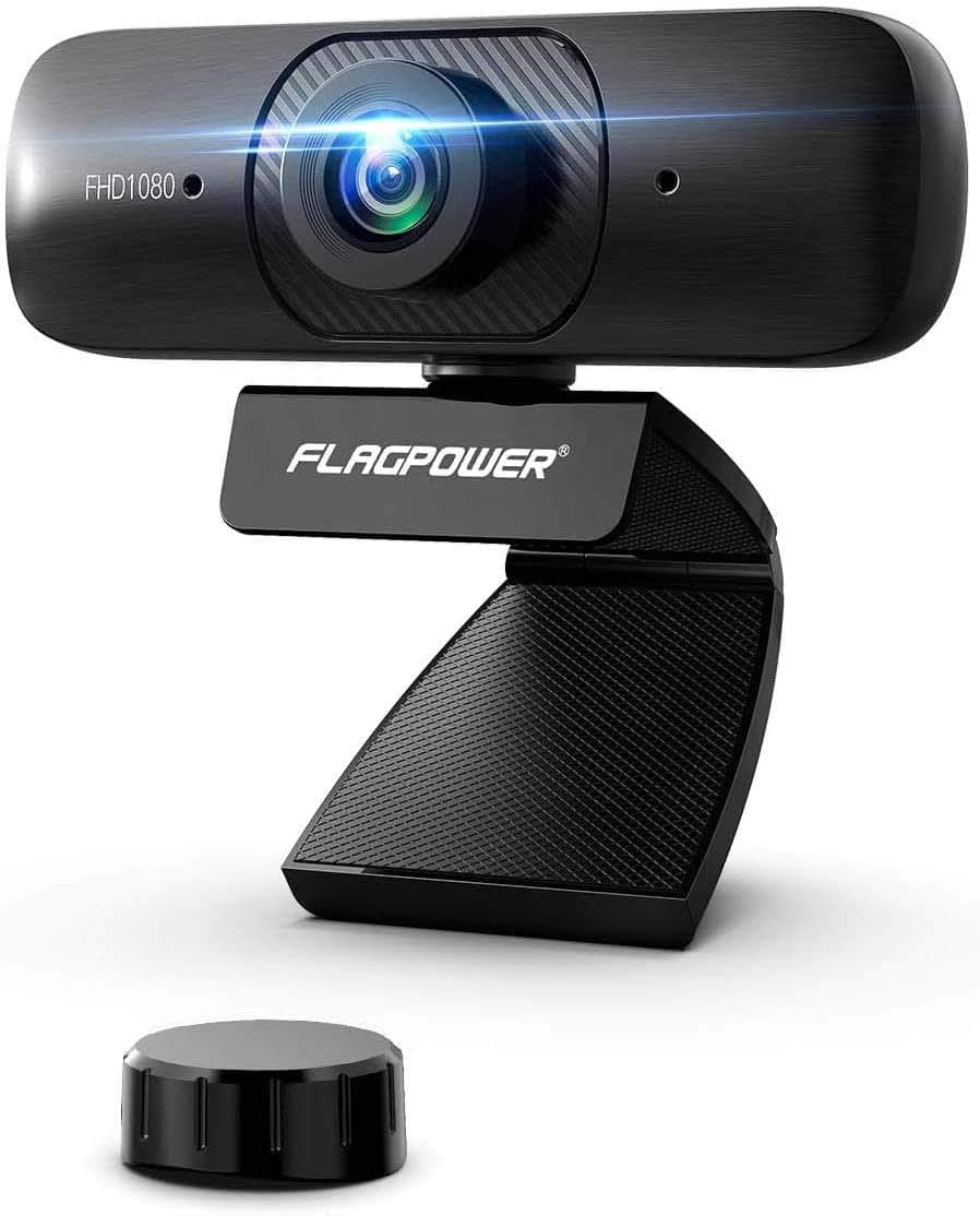 FLAGPOWER Webcam with Microphone, 1080P USB Web Cam for Desktop Laptop, Camera, 120-Degree Widescreen Streaming Web Camera for Video Calling Gaming Recording Conferencing