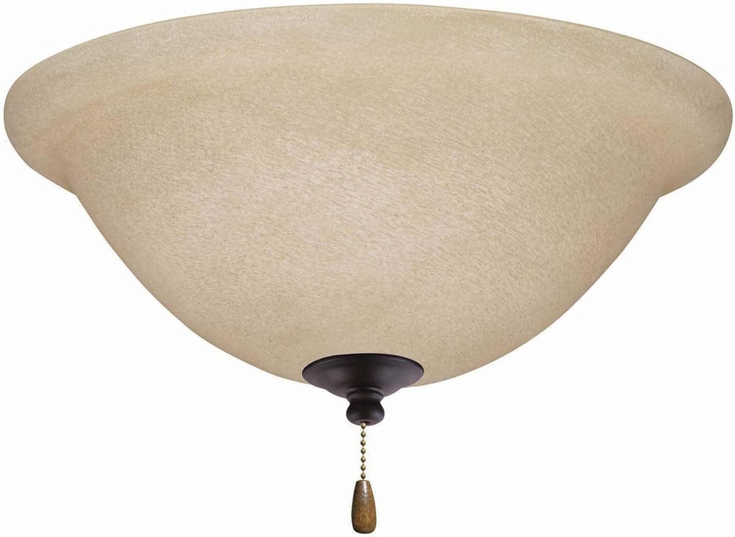 Emerson LK70ORB Kathy Ireland Home Amber Mist Ceiling Fan Kit | Dimmable Indoor Lighting Fixture with Glass Shade and Pull Chain | A19 LED Bulbs, 12.5 inches, Oil Rubbed Bronze