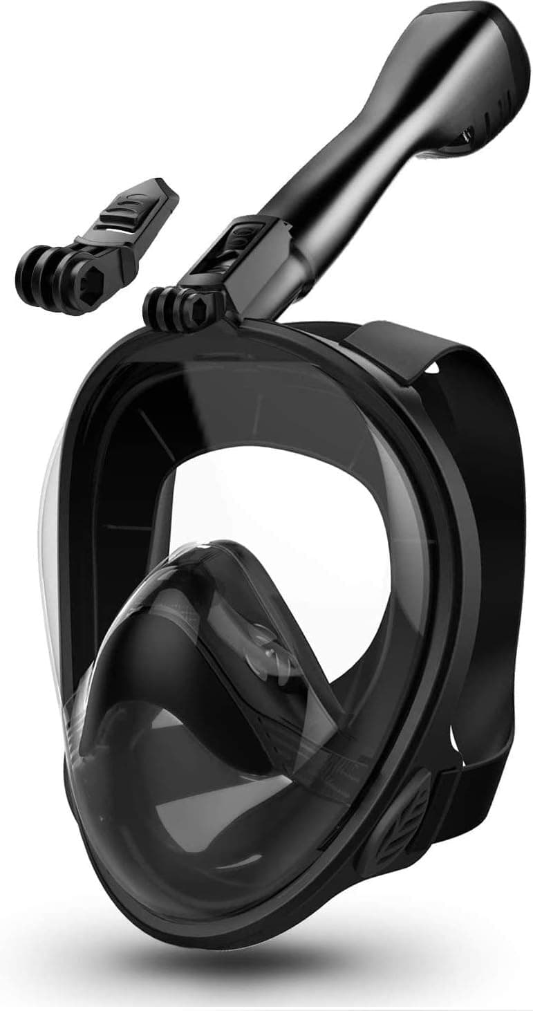 Aegend Full Face Snorkel, 180°Panoramic Larger View Snorkel Set Anti-Leak, Detachable Camera Mount, Fit for Adult Youth Kids