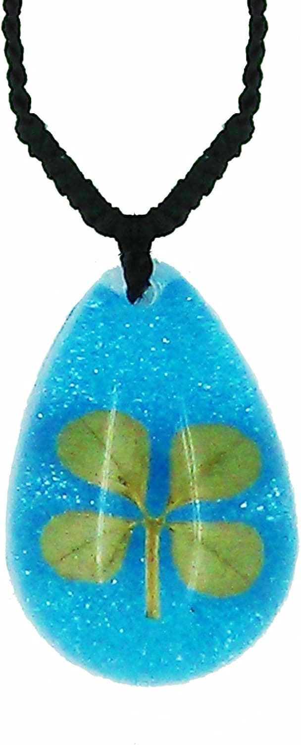 Real Lucky Charms Celtic Lucky Real 4 Four Leaf Clover Good Luck Blue Pendant Necklace With Gift Box & Guarantee