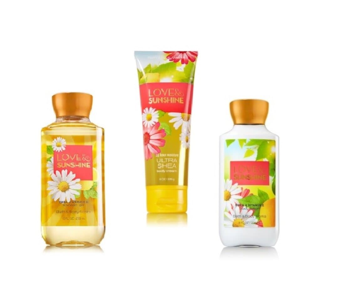 Bath & Body Works ~ Signature Collection ~ “Love & Sunshine” ~ Gift Bag ~ Shower Gel, Ultra Shea Body Cream & Body Lotion