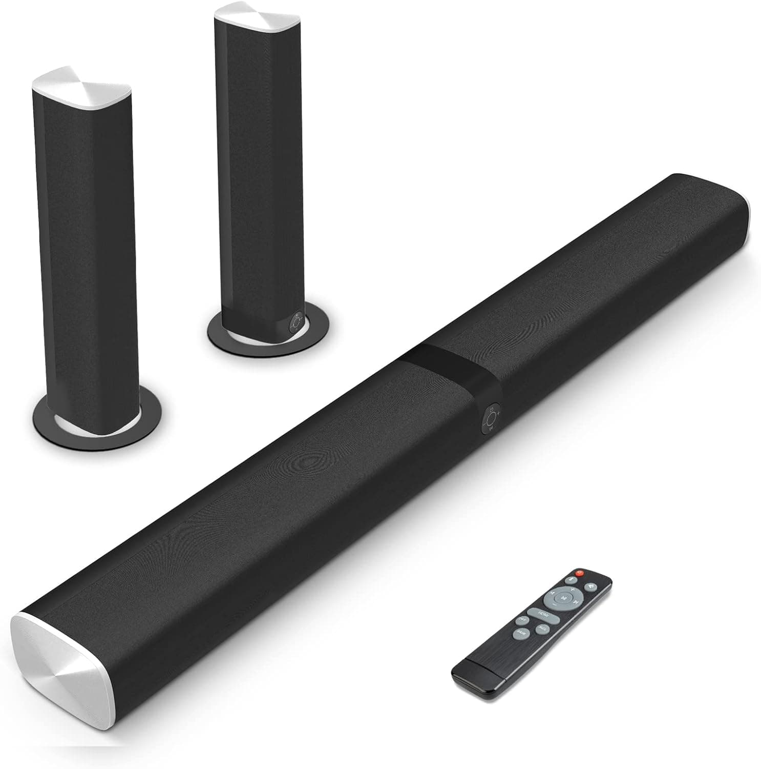 Assistrust Sound Bar, KY8000 50W Soundbar for TV Wired & Bluetooth 5.0 with 4 Speakers Drivers 32 Inch Surround Sound, 2 in 1 Detachable