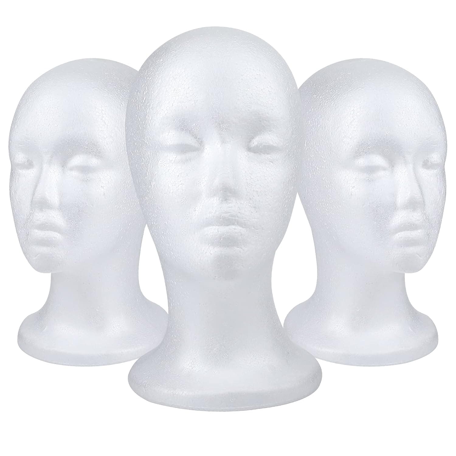11" 3 Pcs Styrofoam Head - Wig Stand​ Manikin Head ​Glasses Hats Hairpieces Display Stand Holder For Home, Salon and Travel