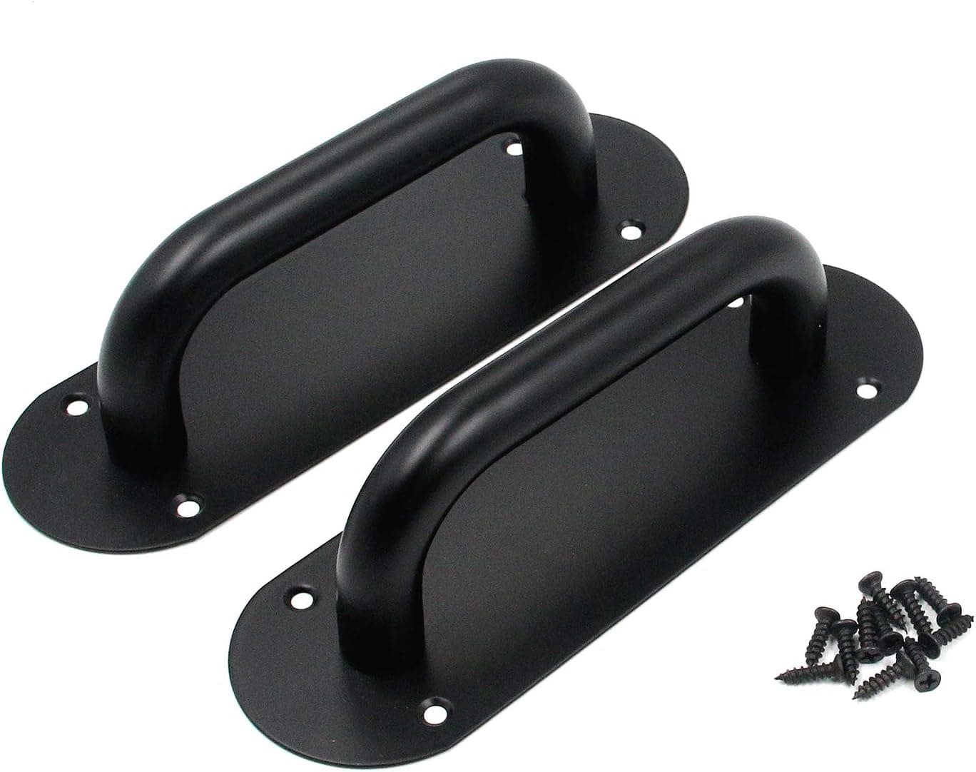 FarBoat 2Pcs 8-Inch Barn Door Pull Handles Stainless Steel Pull Push Plate Heavy Duty with Mounting Screws for Commercial Fire Door Hotel (Black, Hole Centre 140mm/5.5inch)