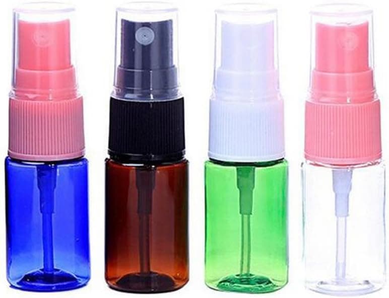 10ml (1/3OZ) Portable Refillable Plastic Fine Mist Perfume Make up Clear Empty Spray Sprayer Bottle Cosmetic Atomizers PET Spray Bottles Pump Blue/Brown/Green/White(4Pcs)