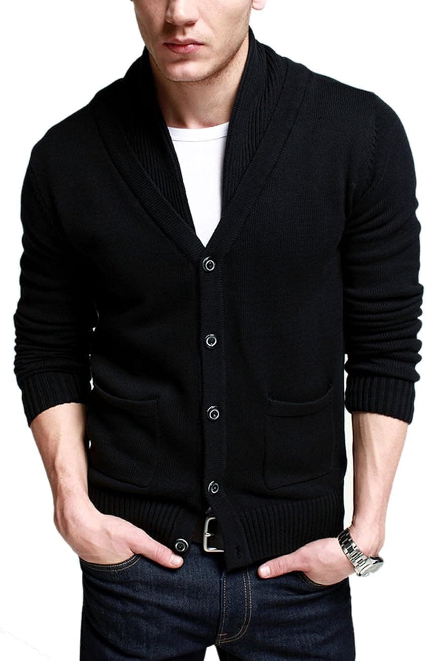 Match Men's K|G Series Shawl Collar Cardigan Sweater