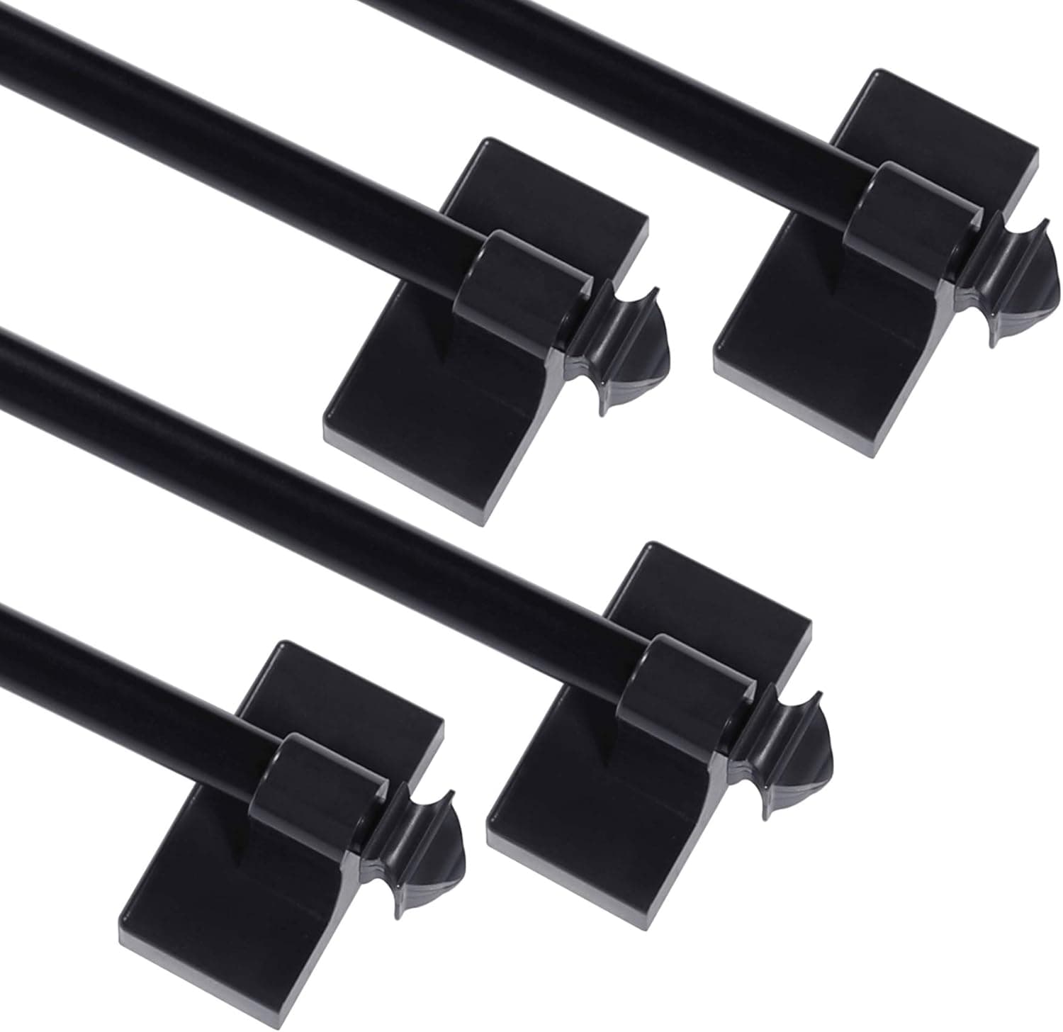 Magnetic Curtain Rod Multi-Use Adjustable Cafe Sidelight Magnetic Rods, 16"-28" Magnetic Curtain Rod, Black, 4-Pack