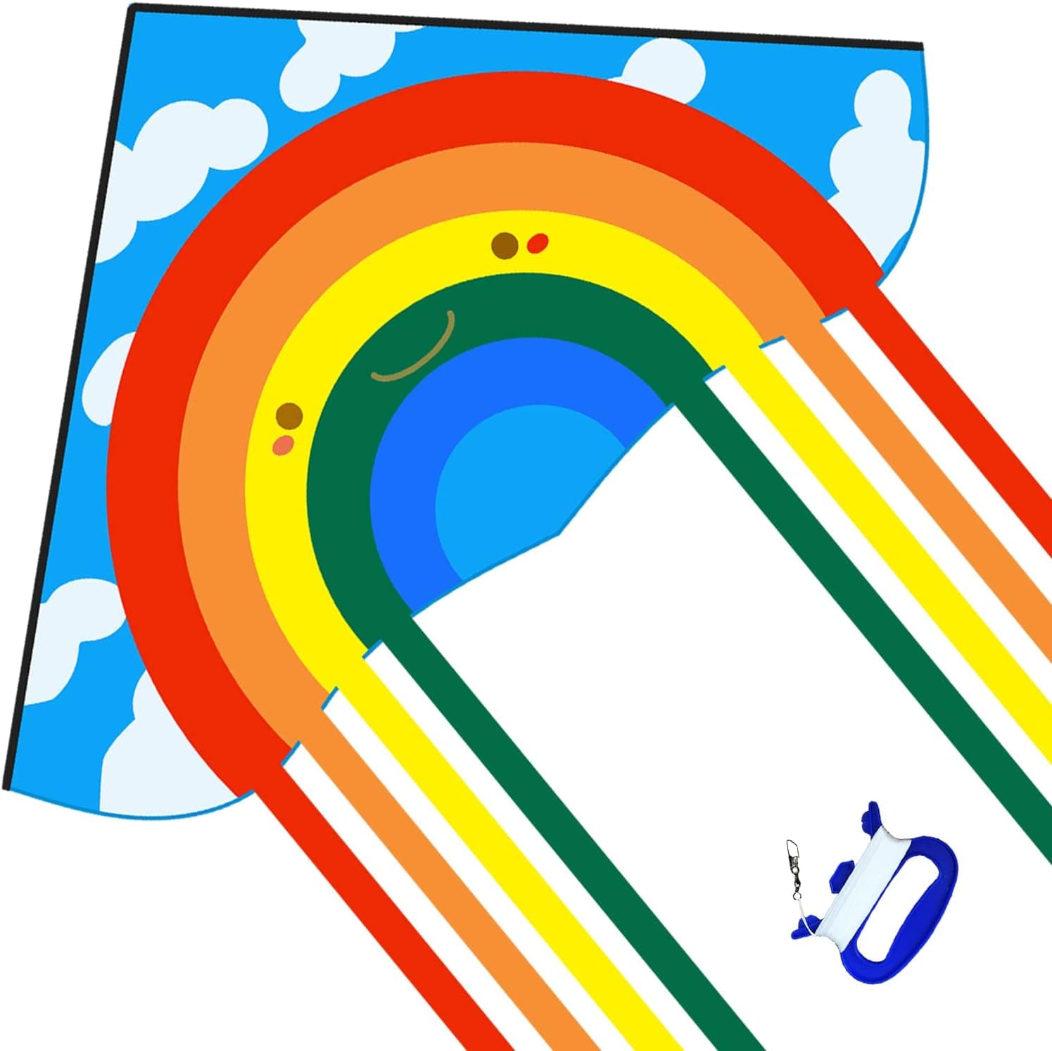 HONBO Large Delta Kite for Kids & Adults,Extremely Easy to Fly Kite for Beach Trip,String Line Included,with Colorful Tail,Perfect for Beginners