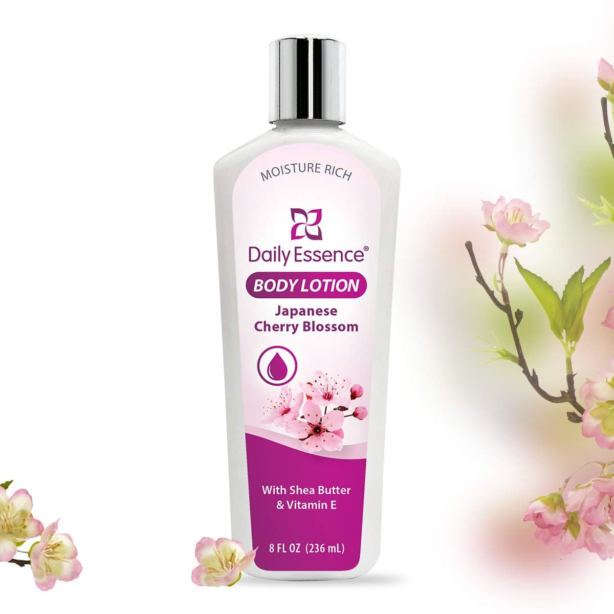 Daily Essence Body Lotion, Japanese Cherry Blossom, 8 Oz The Sakura-Hanami Experience In A Bottle!