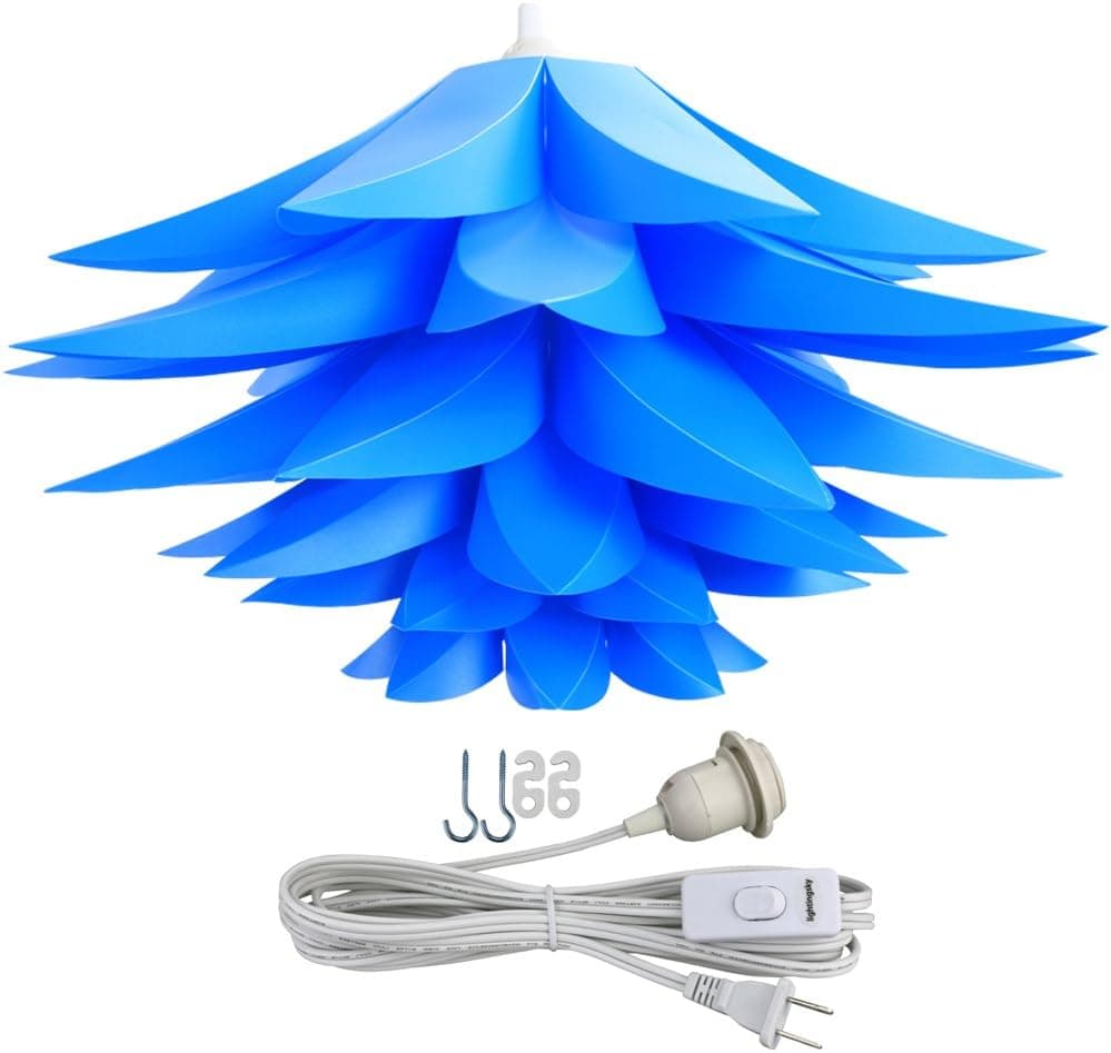 Lightingsky 20" (50cm) Ceiling Pendant DIY IQ Jigsaw Puzzle Lotus Flower Lamp Shade Kit with 15 Feet Hanging Cord (Blue)