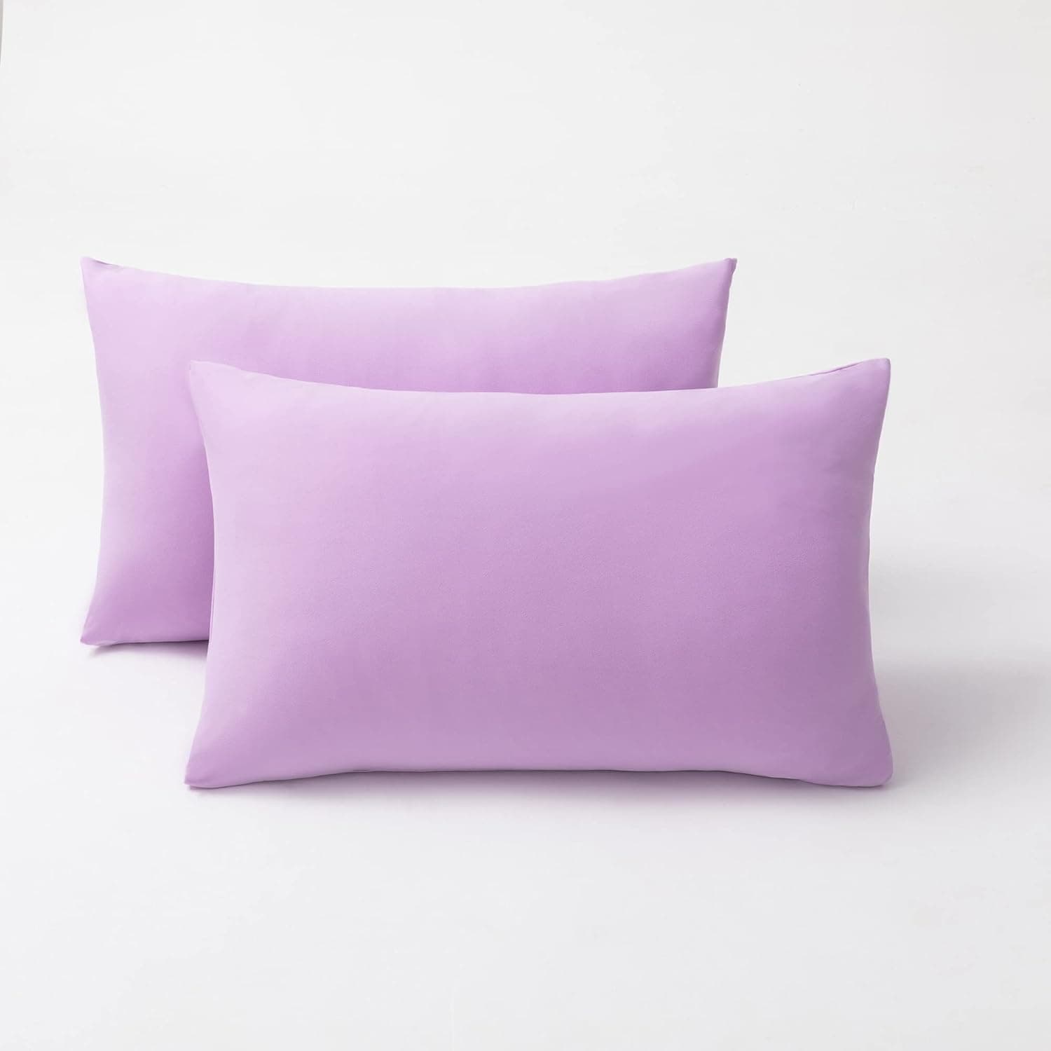 2-Pack Stretch Pillow Cases - Jersey Knit & Envelope Closure Pillowcases with Ultra Soft T-Shirt Like Polyester Blend - Suitable for Queen or Standard Size Set of 2, Pale Purple