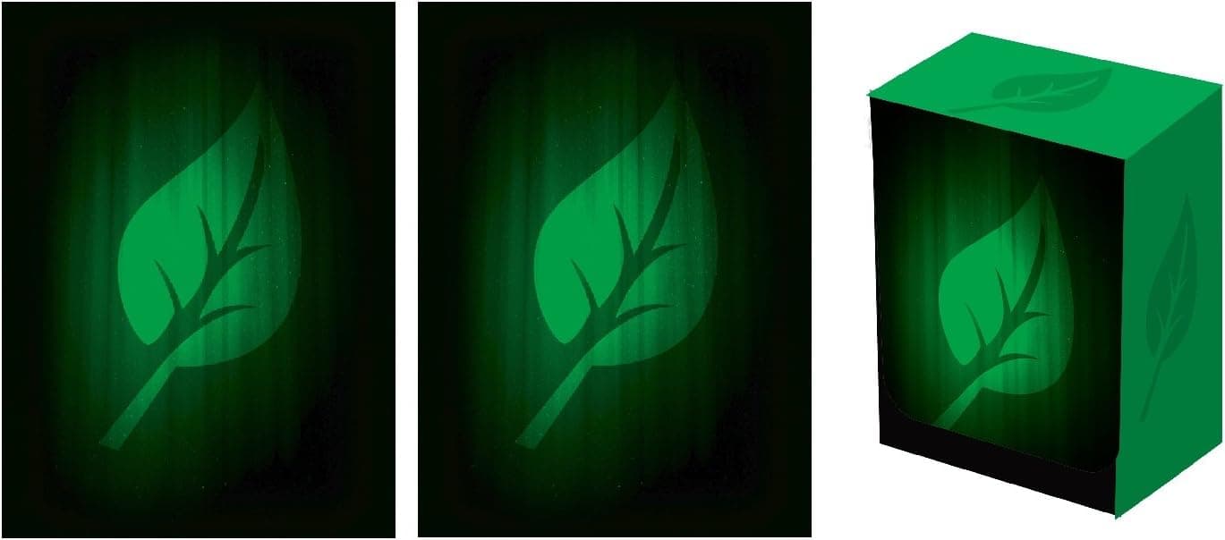 ZJRLY Legion Super Iconic Life Deck Box + 100 Matching Double Matte Finish Green Leaf Sleeves (fits Magic/MTG Cards)