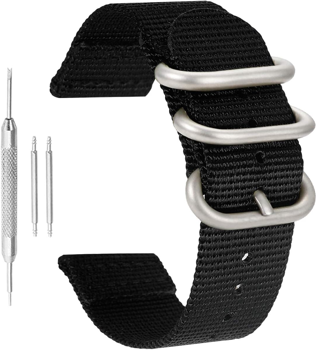 autulet 18-24mm Nylon Watch Band Men's Wristband Sturdy Exotic Nylon Watch Straps Replacement Ballistic Nylon Watch Band Strap Replacement for Men Braided