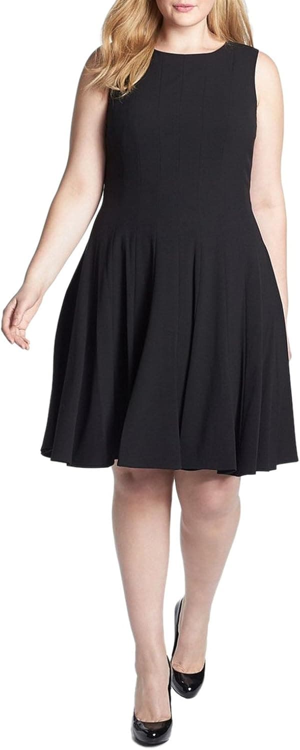 Calvin Klein Women's Plus-Size Sleeveless Solid Fit-and-Flare Dress