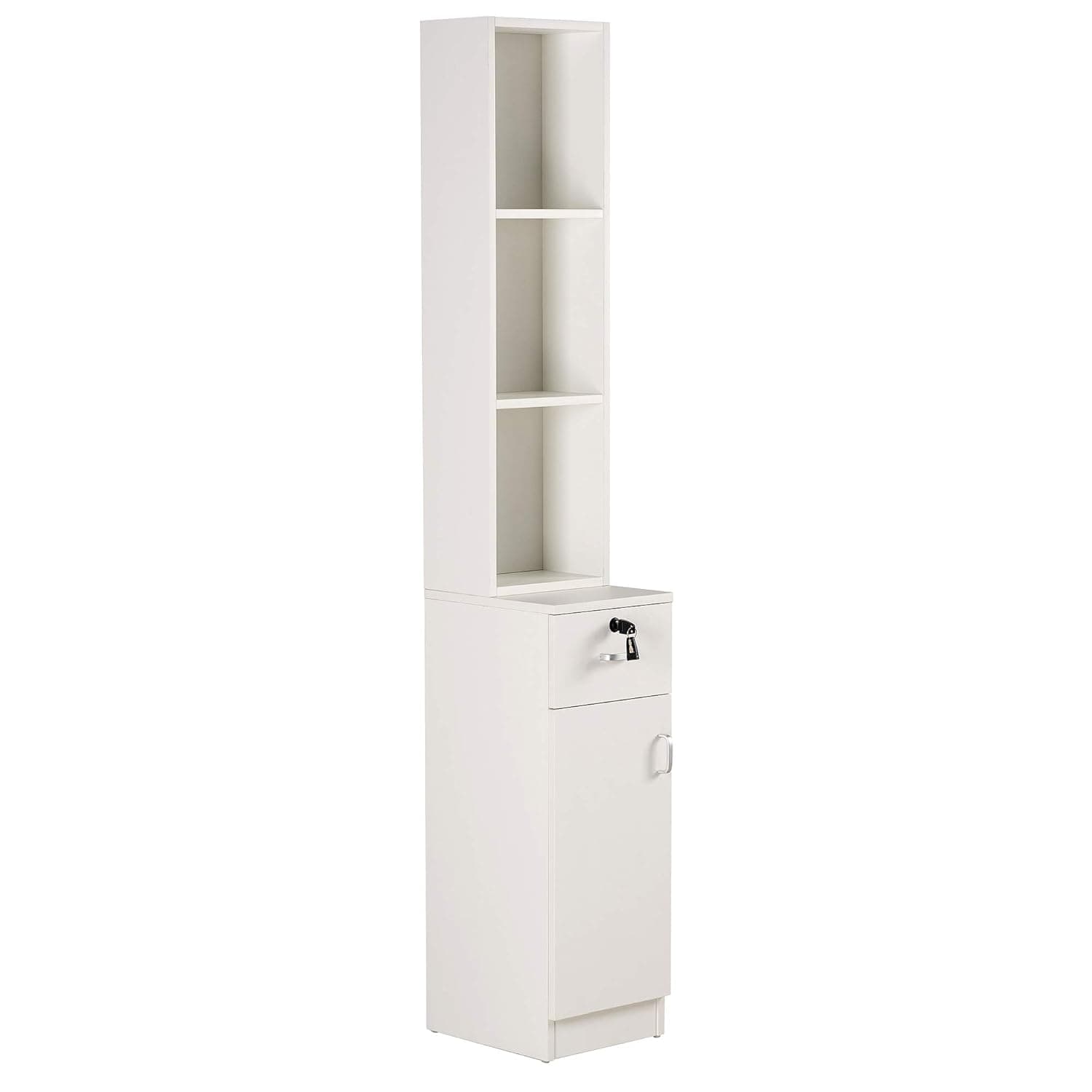 BarberPub Locking Wall Mount Hair Styling Barber Station Drawer Storage Beauty Salon Spa Equipment 3036-1 (White)