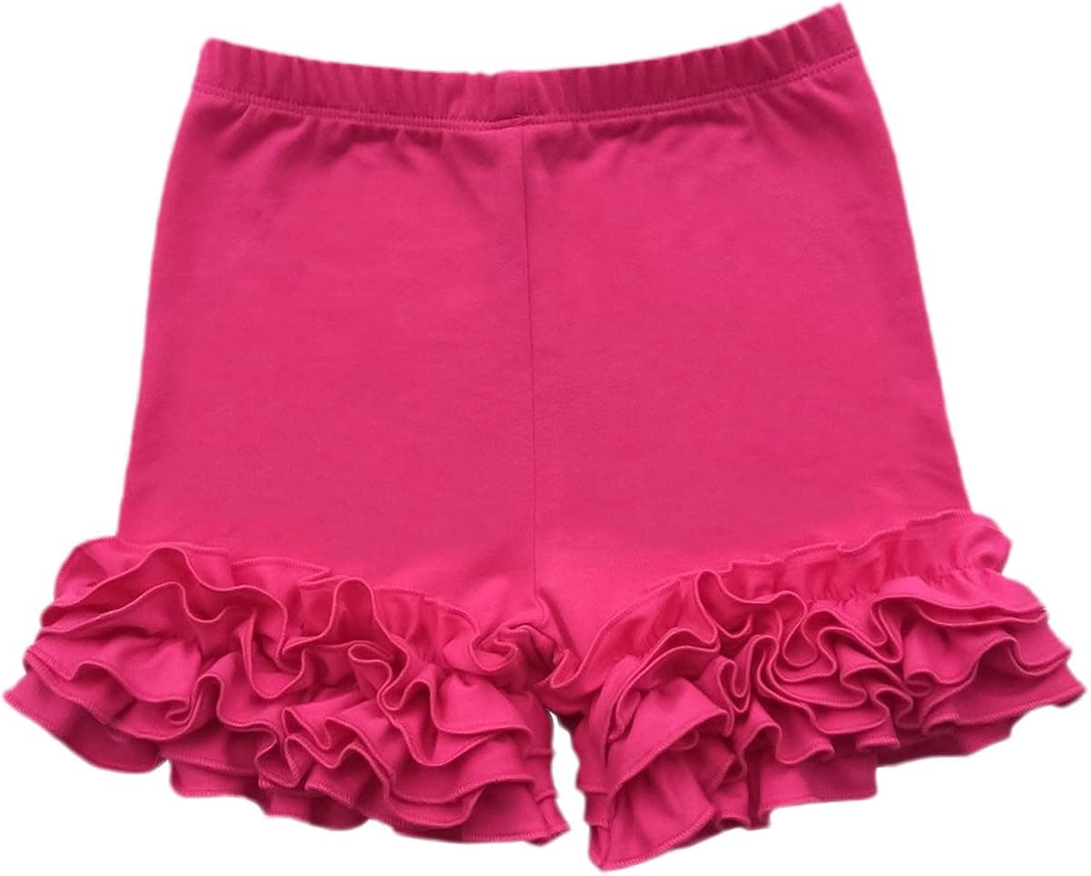 Baby Kid Girls Summer Icing Ruffle Shorts Pants Boutique Cotton Comfortable Bottoms Casual Party Activewear Playwear Hot Pink 7-8 Years
