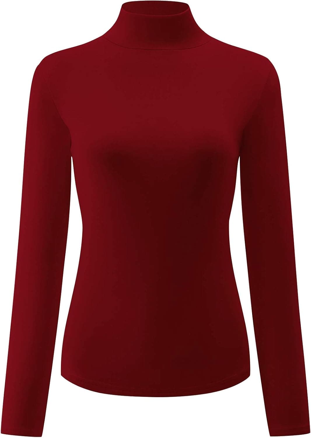 KLOTHO Women’s Slim Fitted Mock Turtleneck Tops Long Sleeve Lightweight Base Layer Shirts