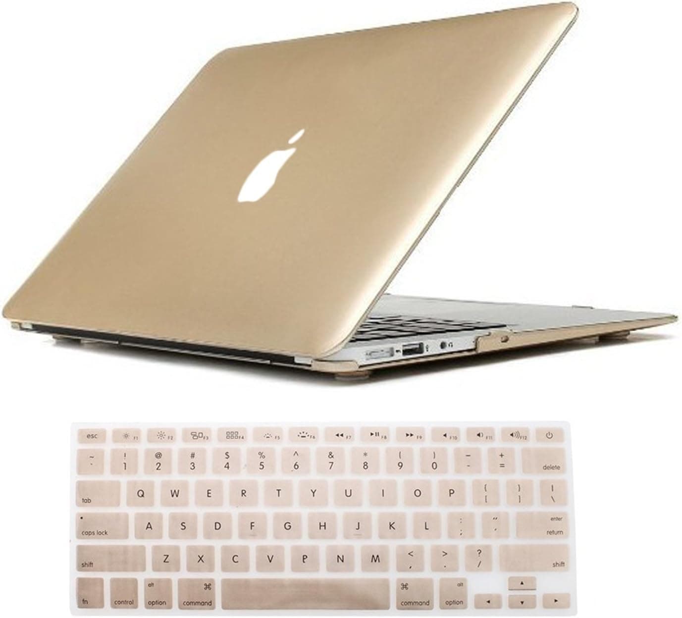 KLI See Thru Shell Case Cover + Keyboard Skin - Champagne Gold - Rubberized for Macbook Air 13"