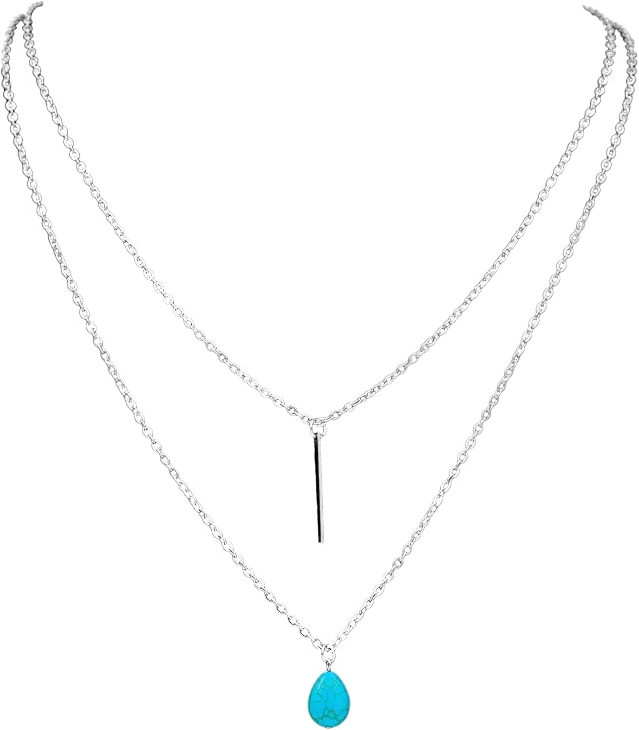 Boosic Multi layered Blank Custom Bar Pendant Necklace for Women, Golden & Silver