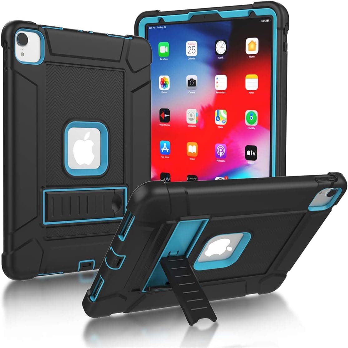 LTROP iPad Pro 11 Case 2020, iPad Pro 11 inch Case, Shockproof Full-Body Rugged Protective Stand Cover Case for iPad Pro 11 2020 (2nd Generation)/ iPad Pro 11 2018(1st Gen), Black and Blue