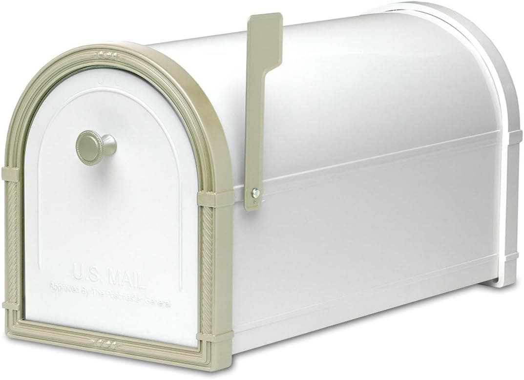 Architectural Mailboxes Bellevue Mailbox White with White Bronze