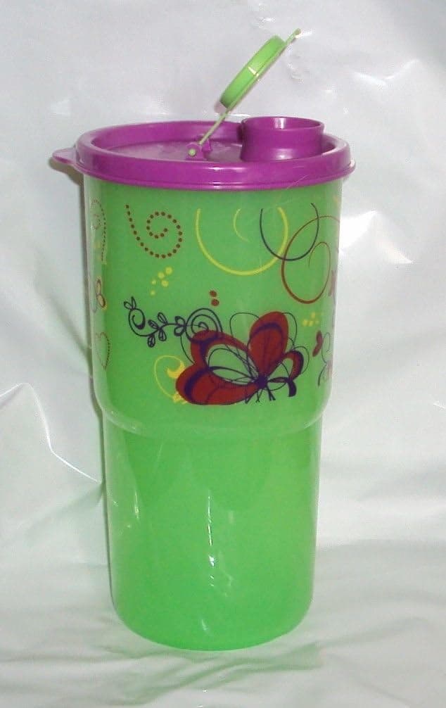 Tupperware ThirstQuake Large Mega Tumbler Travel Cup Purple and Green
