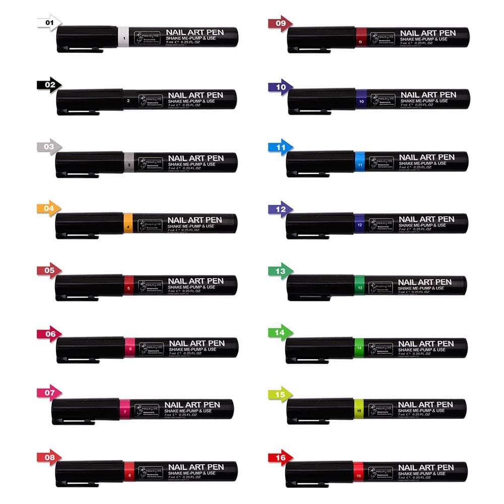 One Step Gel Nail Polish Pen 16Pcs Nail Art Pen Set 3D Nail Polish Pen Nail Art DIY Polish Pen