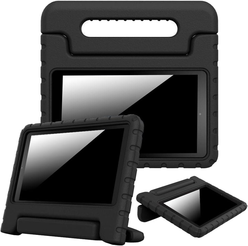 Fintie Shock Proof Case for Amazon Fire HD 8 (Previous Generation - 6th) 2016 Release - Kiddie Series Light Weight Convertible Handle Stand Kids Friendly Cover, Black
