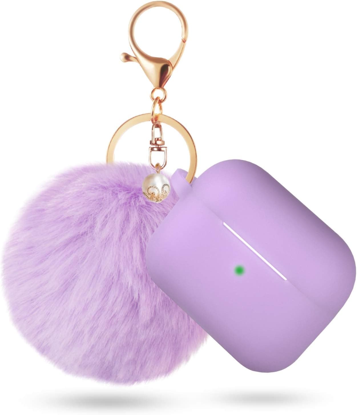 Case for Airpods Pro Case, BLUEWIND Air pod Pro Case for Air pods Charging Case, Cute Air Pods Silicone Protective Case Cover Compatible with Airpod 3 Accessories Keychain (Light Purple)