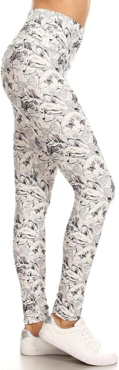 LY5X-S553 CATffeinated Yoga Print Leggings, Plus Size
