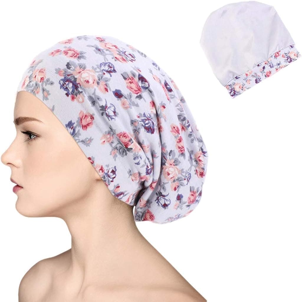 Satin Lined Sleep Cap Silk Feel Sleeping Bonnet Hair Wrap for Women Frizzy Natural Curly Hair Head Cover Night Slap Caps