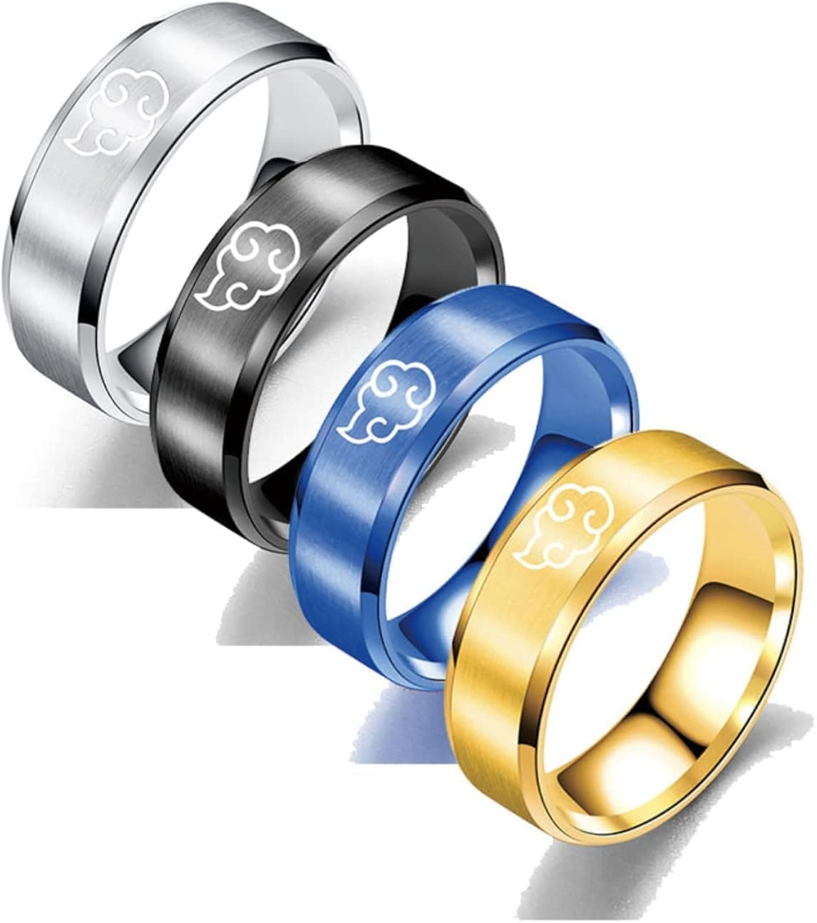 Akatsuki Cloud Anime Ring, Stainless Steel Cosplay Rings for Men and Women
