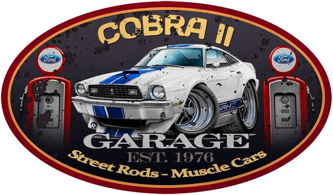 1976 1977 Ford Cobra II Mustang Classic Car-toon Wall Art Graphic Decal Sticker (2 Foot)