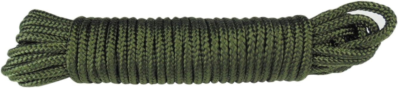 25 Feet 1/4 Inch(6mm) Nylon Rope All Purpose Diamond Solid Braided Nylon Cord,Paracord Utility Rope,High Strength, UV Resisitant,Soft Multipurpose Nylon Twine,Green