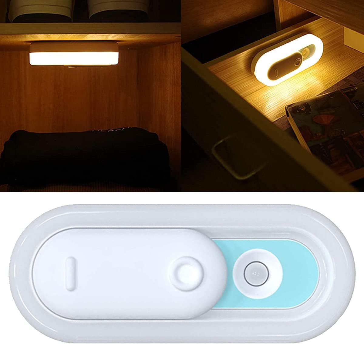 Sensor Led Night Light - Portable Human Body Infrared Sensor Light Fixtures,Stick-Anywhere Rechargeable Closet Sensor Light, for Bathroom, Bedroom,Wardrobe,Kitchen,Stairs,Hallway (Blue)