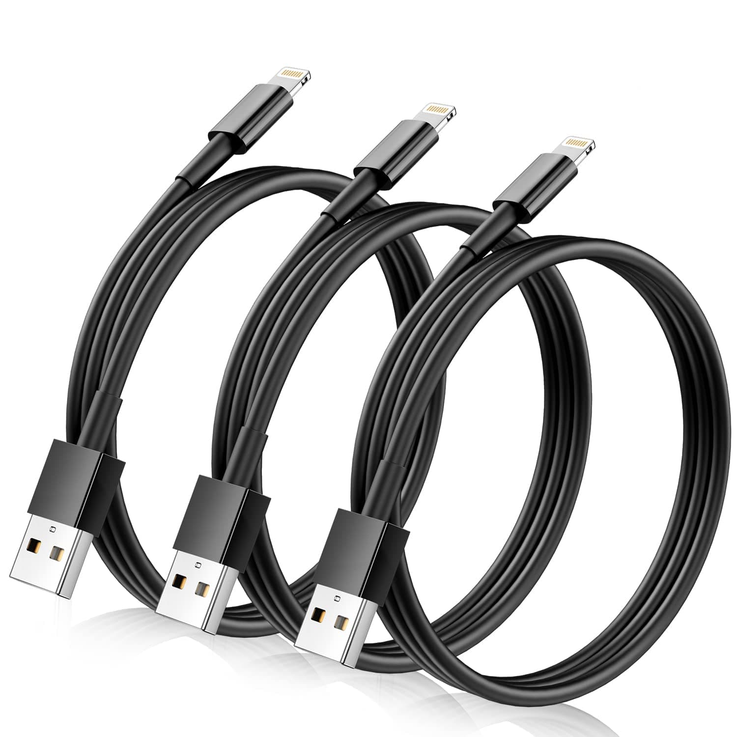 iPhone Charger Cord Lightning Cables, Original 2022 Upgraded [3Pack 3ft] Apple MFi Certified USB A Charging Cable for iPhone 13 12 11 Mini Pro XR Xs Max X SE 8 7 6 Plus iPad iPod AirPods - Black