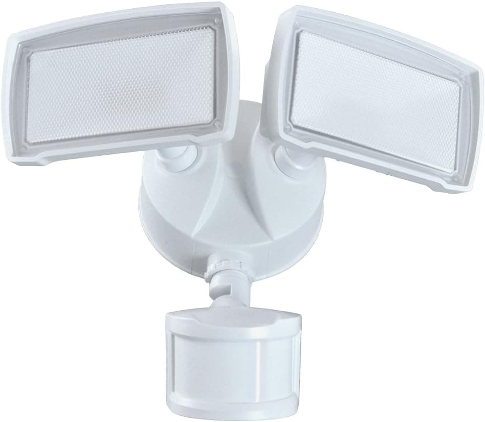 Good Earth Lighting Two-Head LED Motion Activated Security Light - Bright White Light - 50,000 Hours Lamp Life - Direct Wire Installation - Energy Star - White