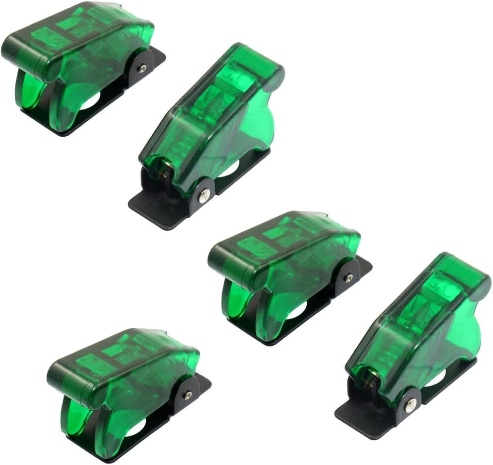 uxcell 5 Pcs 12mm Mount Dia. Transparent Green Safety Flip Cover for Toggle Switch