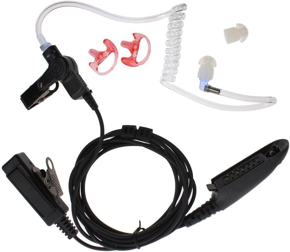 KENMAX® Multi-pin Air Covert Acoustic Tube FBI Style Earpiece Headset with Earbud PTT Mic for Motorola HT750 HT1250 PR860 PTX700 PTX780