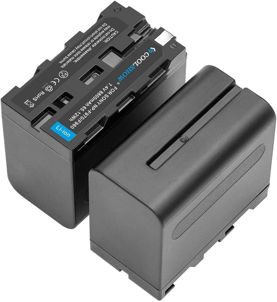 COOLSHOW 2 Pack NP-F970 F960 Battery 8800mAh Compatible with Sony FDR-AX1,DSR-PD150,PD170,HDR-AX2000,HDR-FX7, HDR-FX1000, HVL-LBPB, HVR-V1U, HVR-Z1P,HD1000U Camera as NP-F930 F950 F930 F550 F750 F730