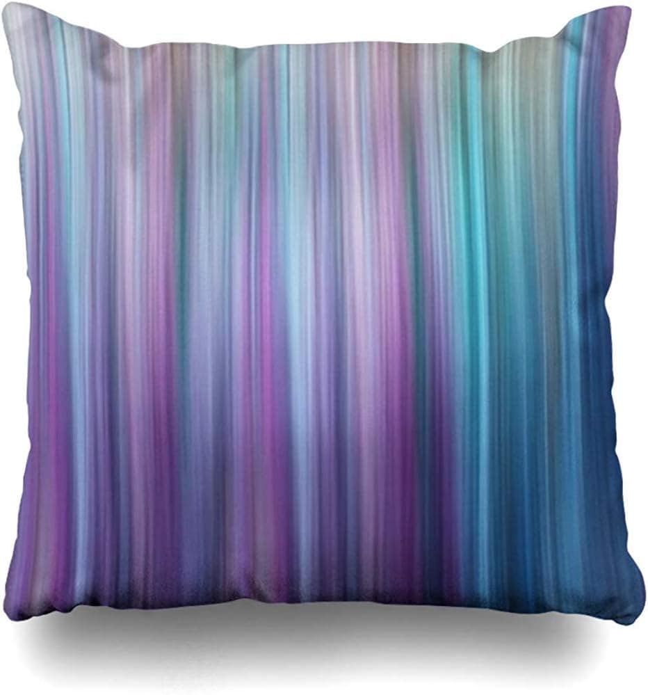 Throw Pillow Covers Abstract Purple and Teal Gradient Stripes Pattern Pillowslip Square Sofa Cute 18 x 18 Inches Cushion Cases Pillowcases