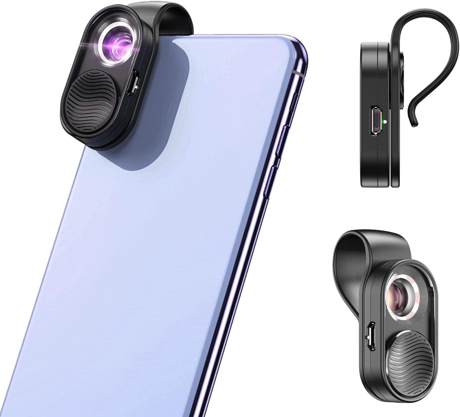 Pocket Microscope 100X, FKN Micro Lens Attachment for Smartphone Camera Lens for iPhone/Tablet, Mini Digital Microscope with LED Light for Adult & Children
