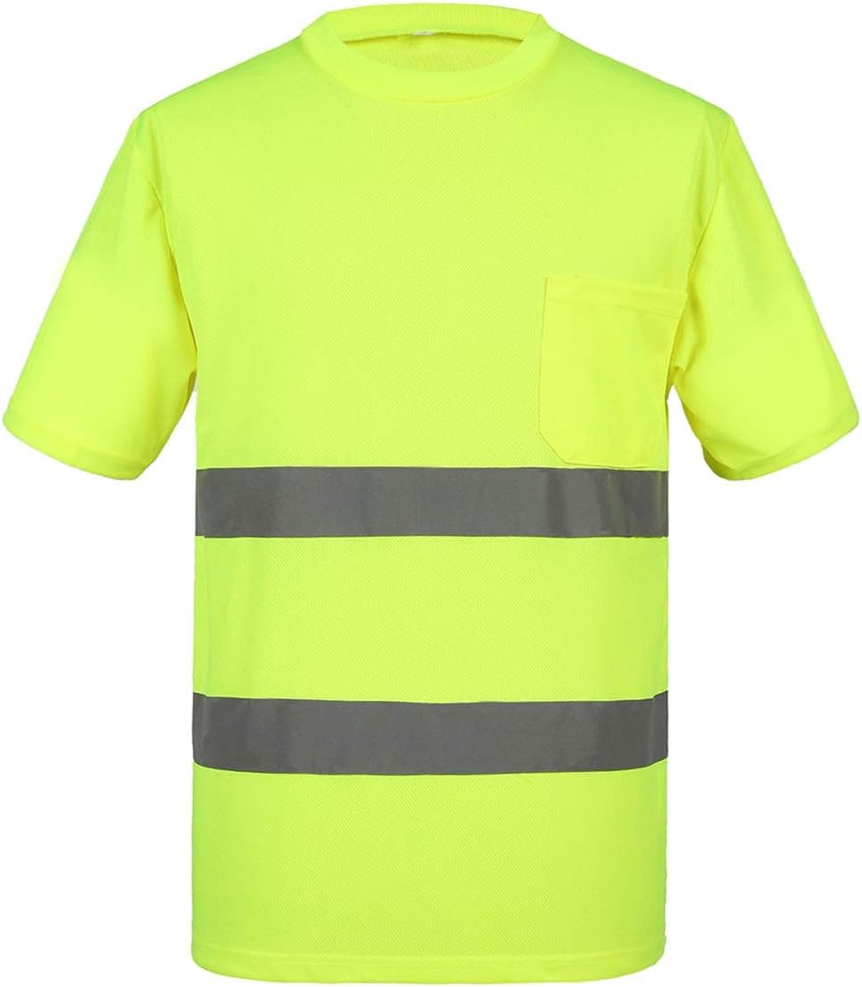 High Visibility ANSI Class 2 Reflective Safety Short Sleeves Wicking Bird's-eye Mesh T-Shirt, Lime(XXL)