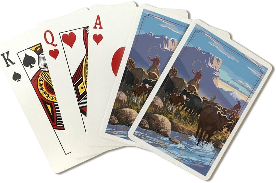 Lantern Press Cowboy Cattle Drive Scene (52 Playing Cards, Poker Size Card Deck with Jokers)