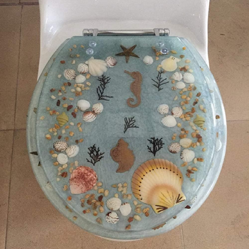 Daniel's Bath & Beyond 17" Aqua Seahorse Polyresin Toilet Seat, Round