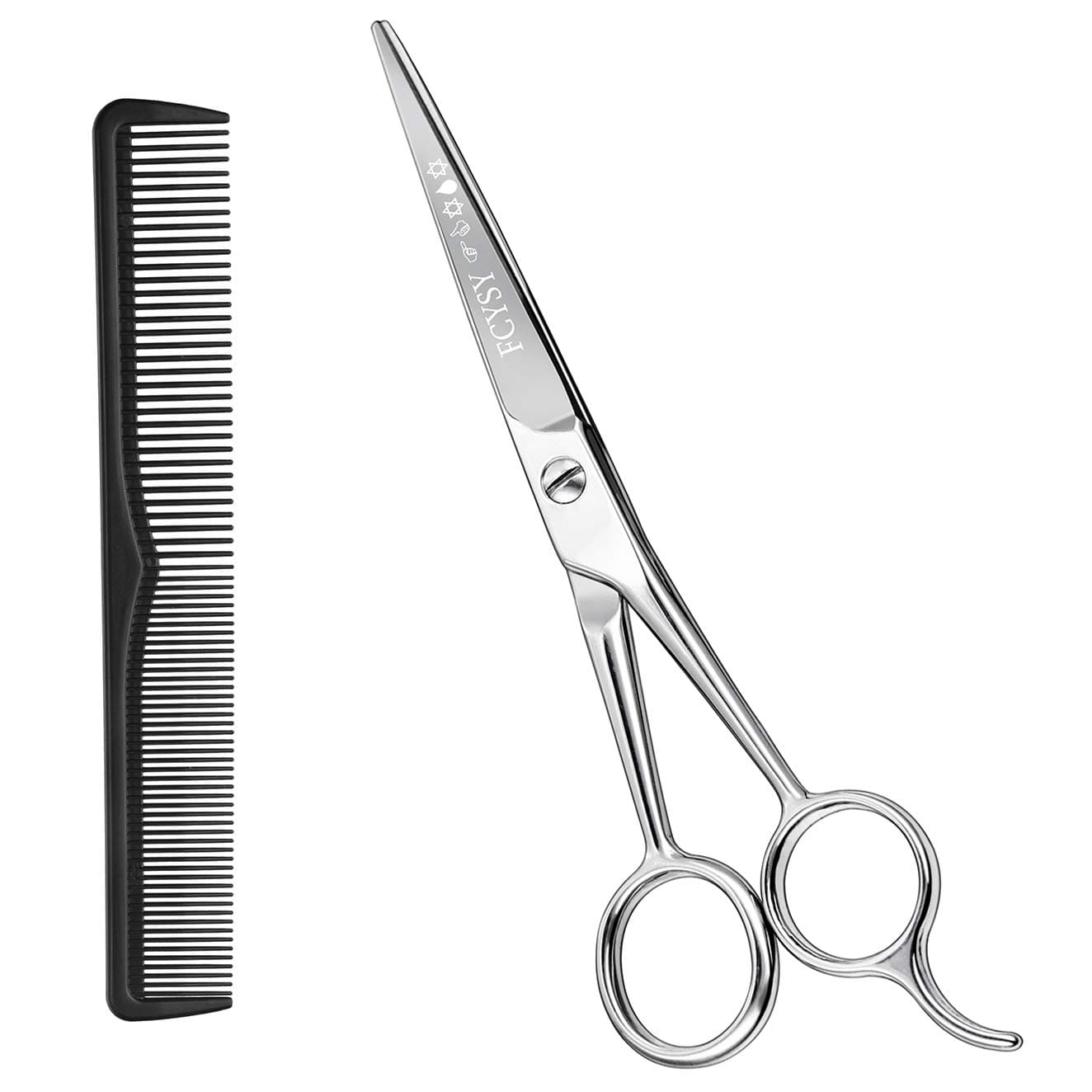 Hair Scissors Haircut Shears for Hair Cutting, Fcysy Hair Trimming Scissors Beard Scissors Tijeras para Cortar Cabello, Hair Stylist Scissors with Comb Set Kit Peluqueria Profesional for Men Women